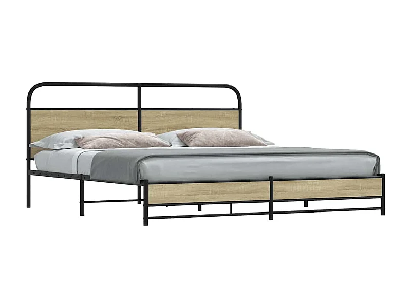 Cadre de lit en métal sans matelas chêne sonoma 200x200 cm