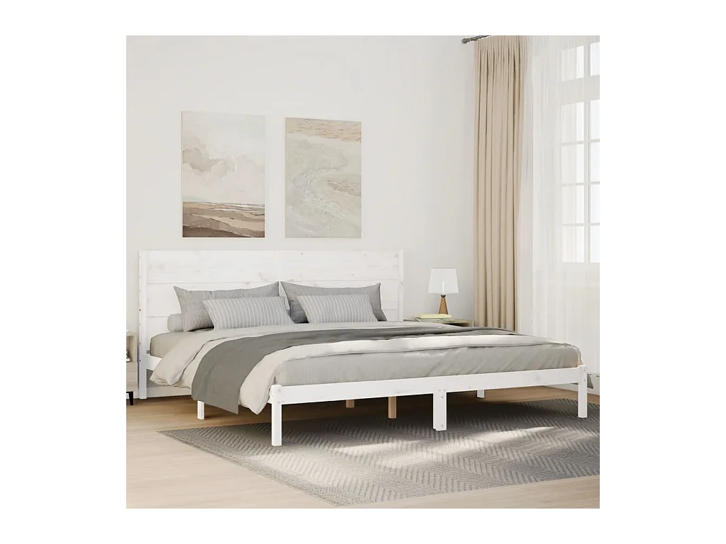 Bedframe extra lang zonder matras massief hout wit 200x210 cm