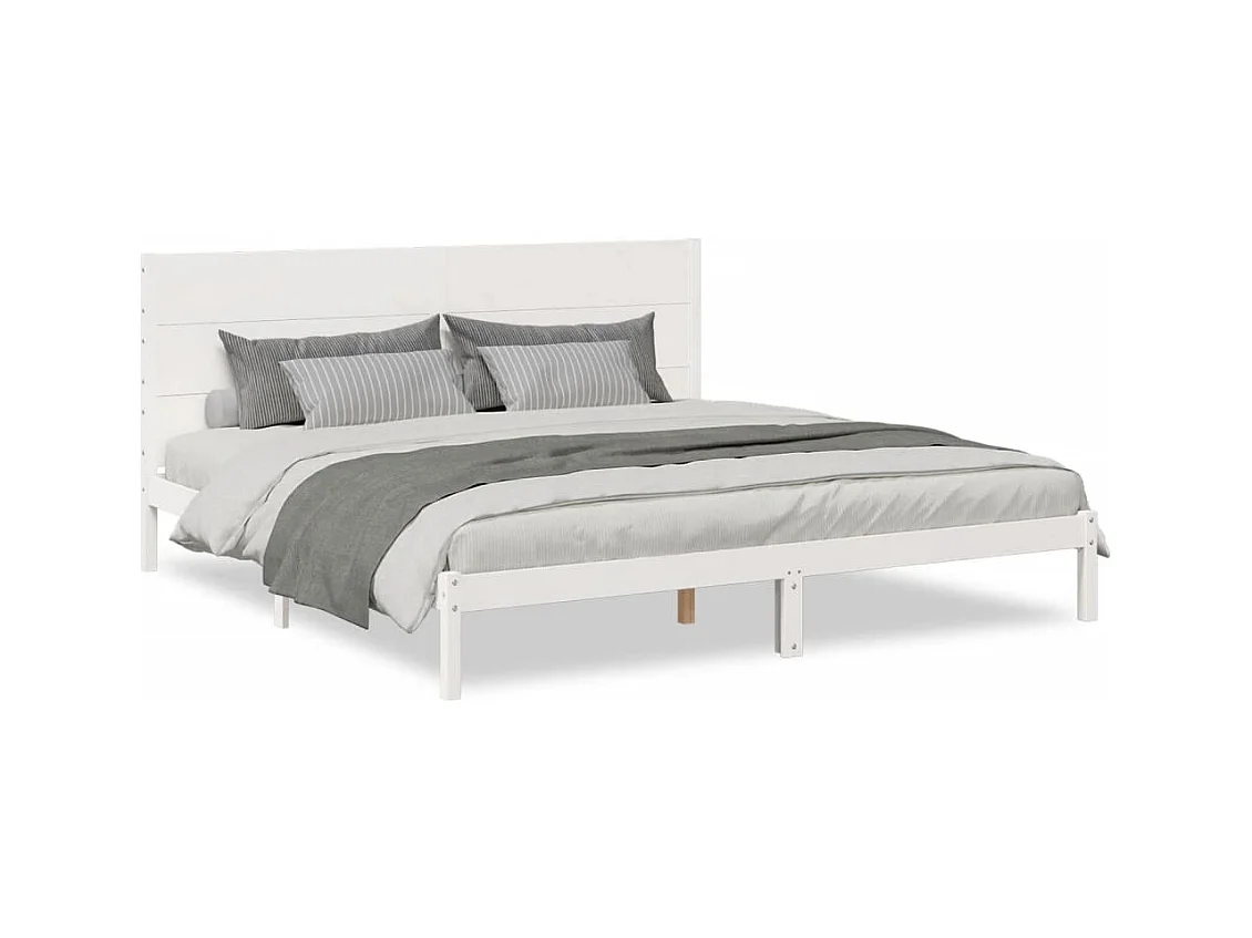 Bedframe extra lang zonder matras massief hout wit 200x210 cm