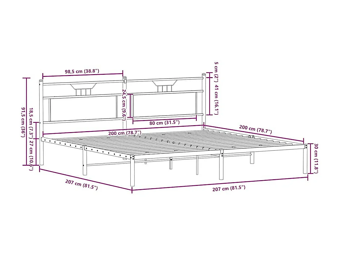 Bettgestell ohne Matratze Räuchereiche 200x200 cm Holzwerkstoff