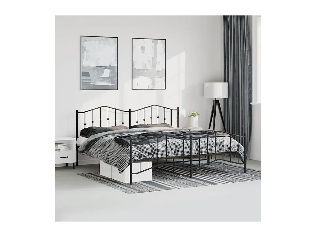 Estructura cama sin colchón con estribo metal negro 193x203 cm