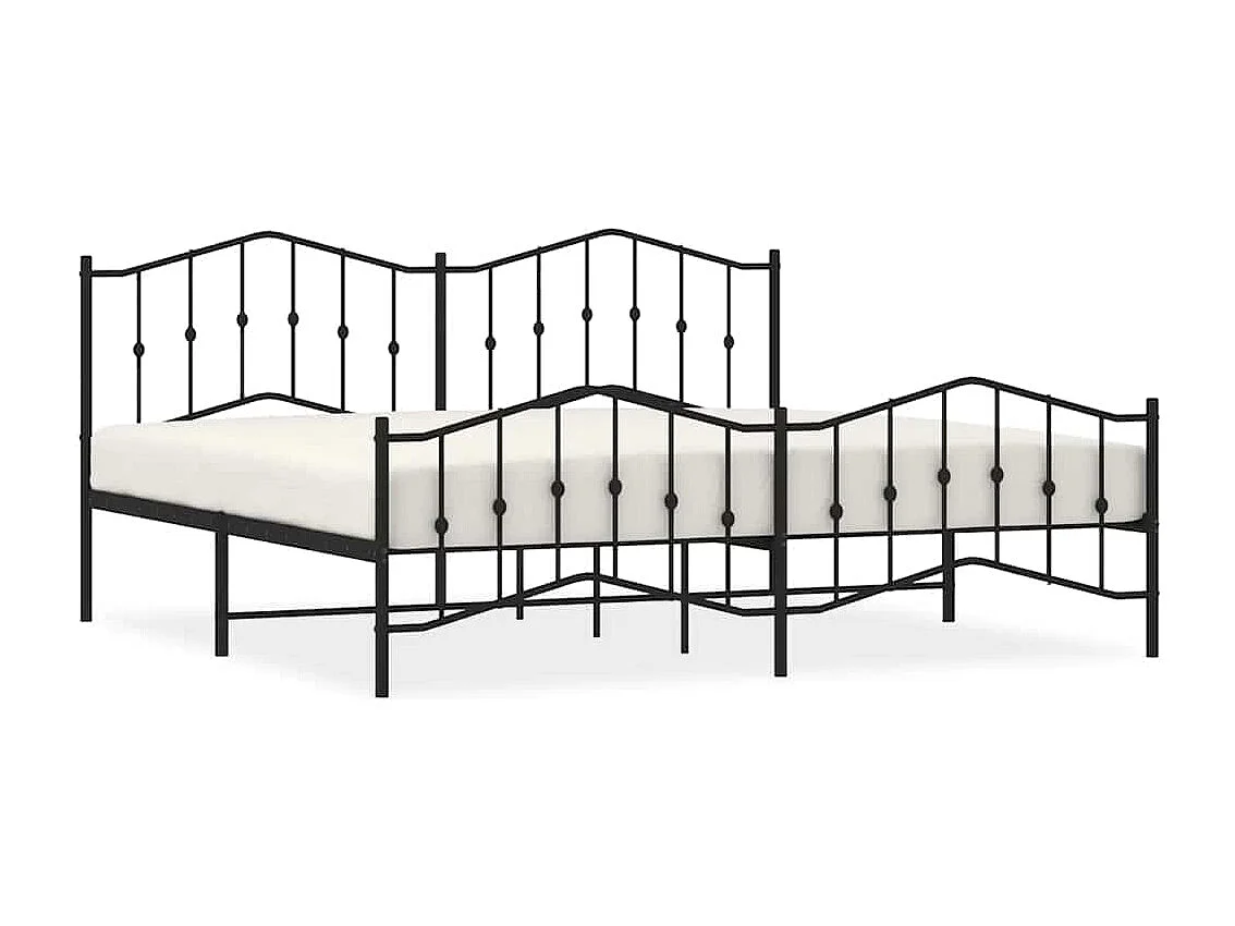 Estrutura de cama com cabeceira e pés 193x203 cm metal preto