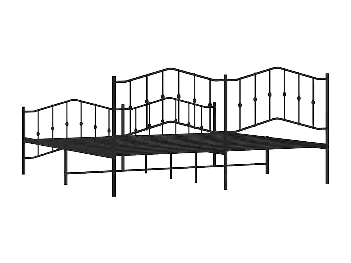 Estrutura de cama com cabeceira e pés 193x203 cm metal preto