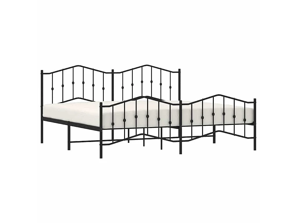 Bedframe met hoofd- en voeteneinde metaal zwart 193x203 cm