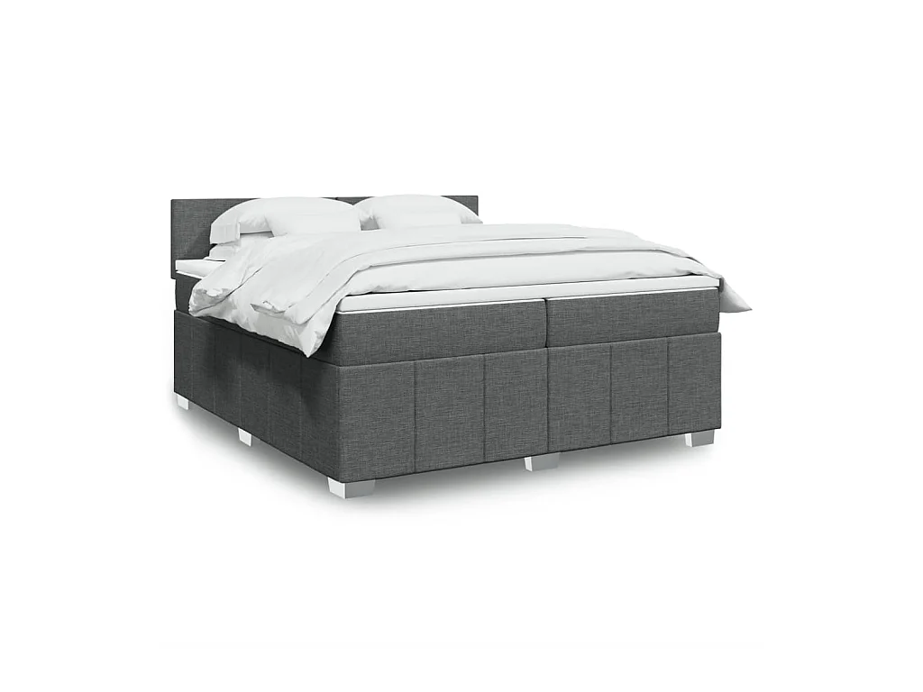 Cama box spring con colchón tela gris oscuro 200x200 cm