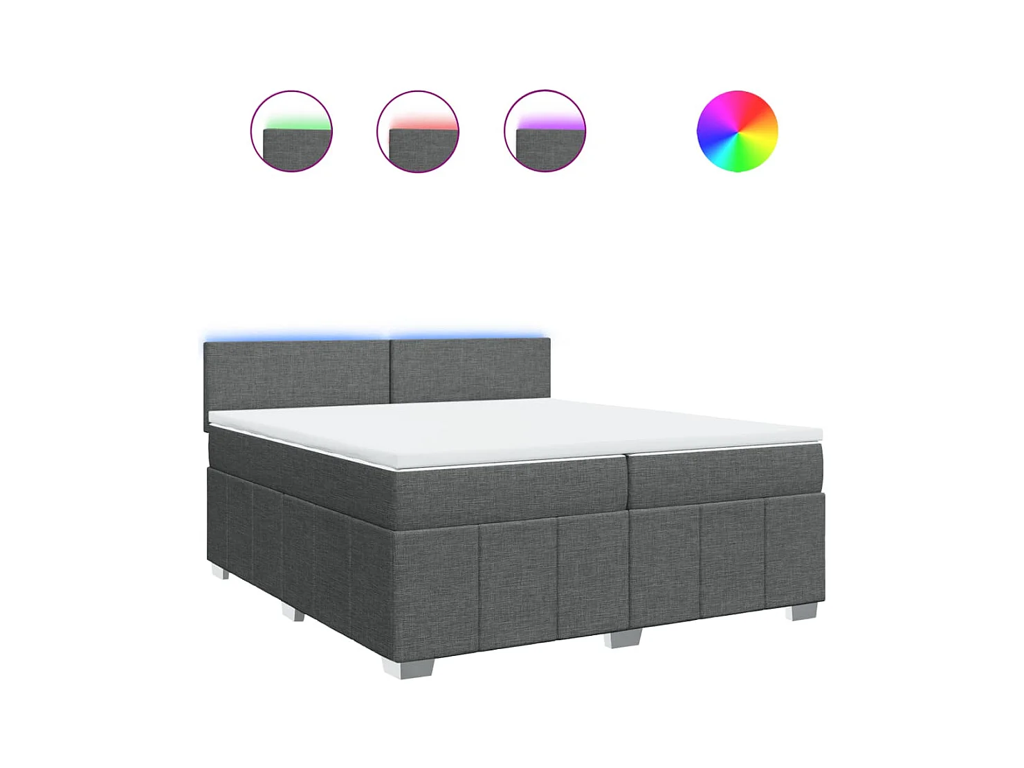 Cama box spring con colchón tela gris oscuro 200x200 cm