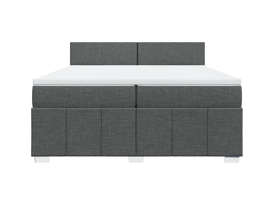 Cama box spring con colchón tela gris oscuro 200x200 cm