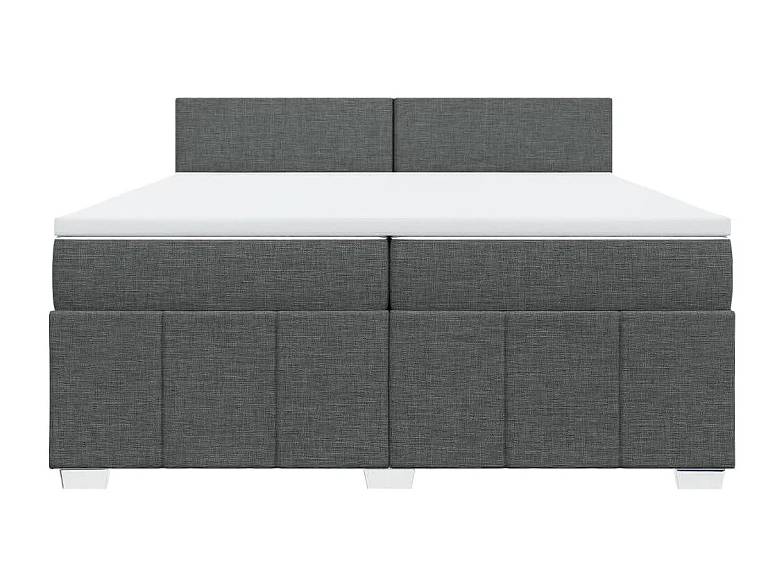 Cama box spring con colchón tela gris oscuro 200x200 cm
