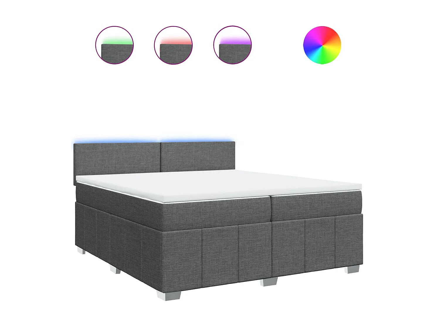 Cama com molas/colchão 200x200 cm tecido cinzento-escuro