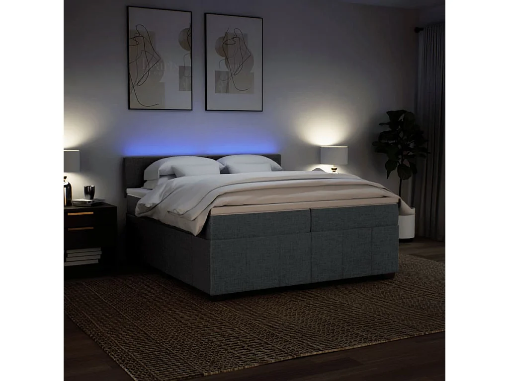 Boxspring met matras stof donkergrijs 200x200 cm