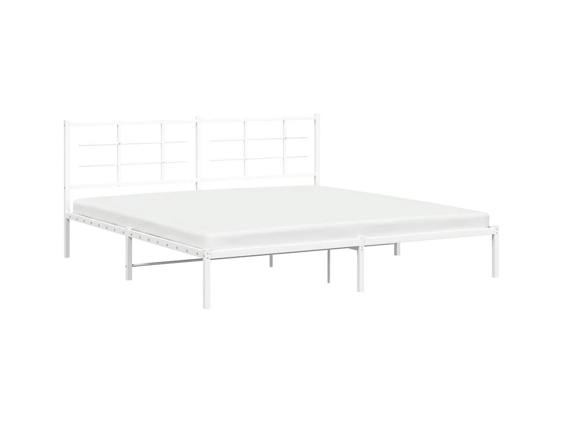 Cadre de lit métal sans matelas et tête de lit blanc 193x203 cm