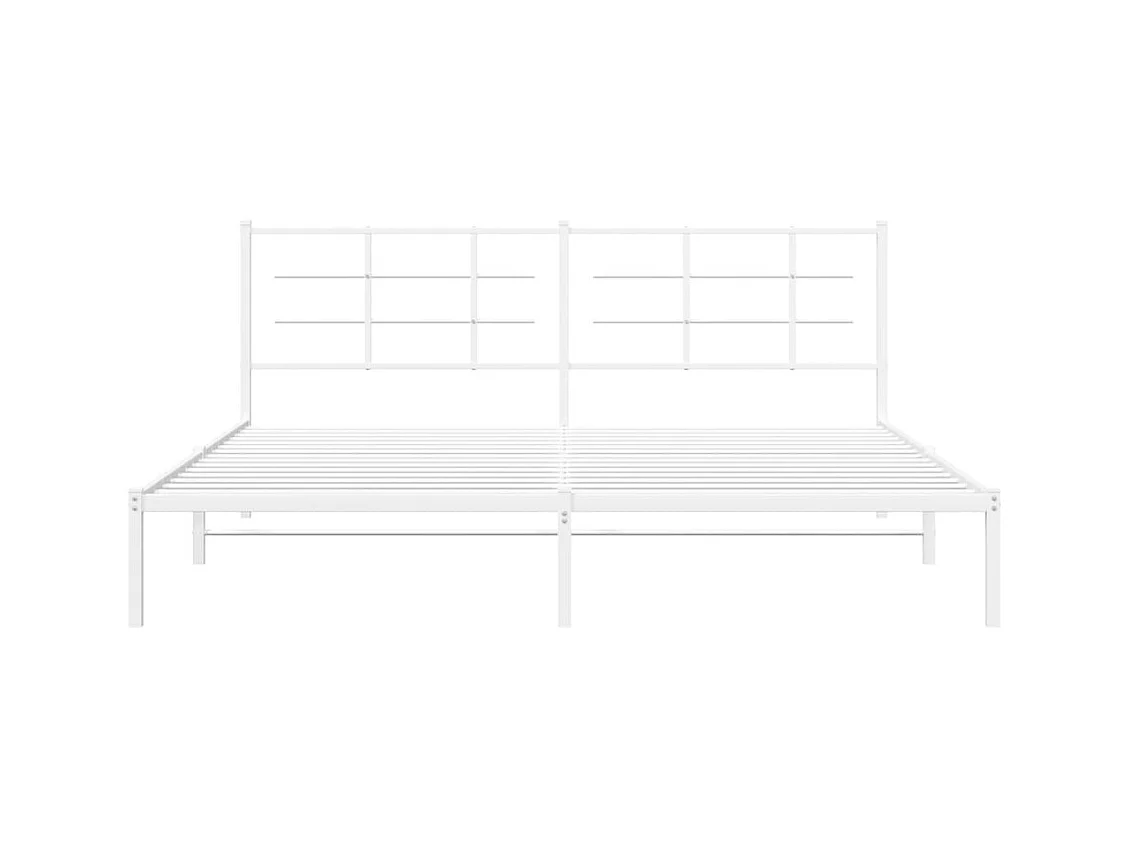 Cadre de lit métal sans matelas et tête de lit blanc 193x203 cm