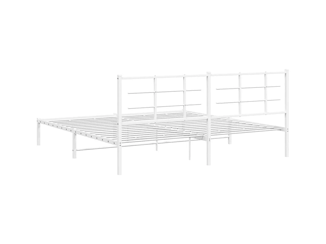 Cadre de lit métal sans matelas et tête de lit blanc 193x203 cm