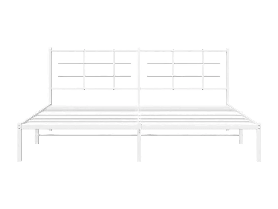 Cadre de lit métal sans matelas et tête de lit blanc 193x203 cm