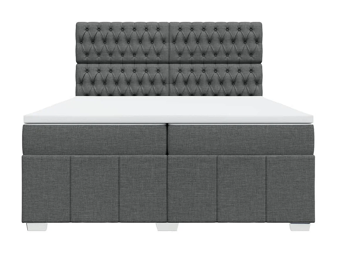 Sommier à lattes de lit avec matelas Gris foncé 200x200cm Tissu
