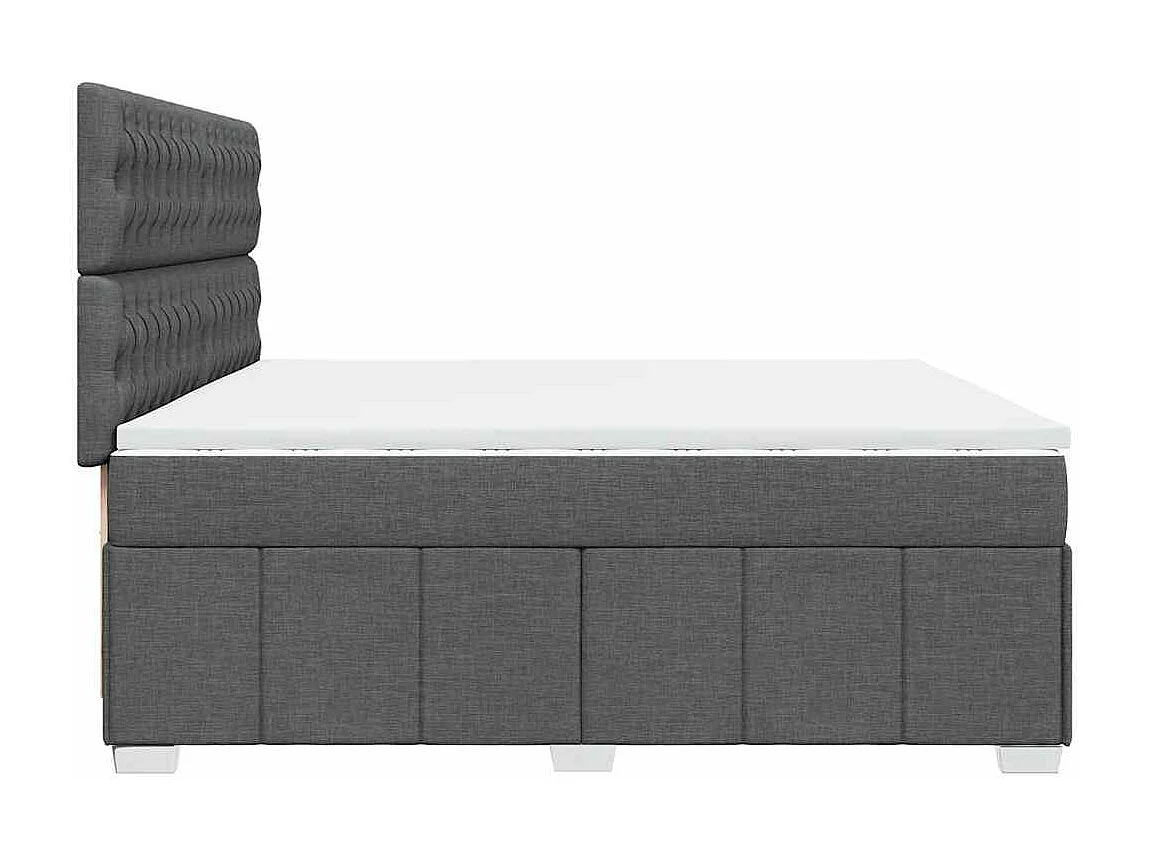 Sommier à lattes de lit avec matelas Gris foncé 200x200cm Tissu