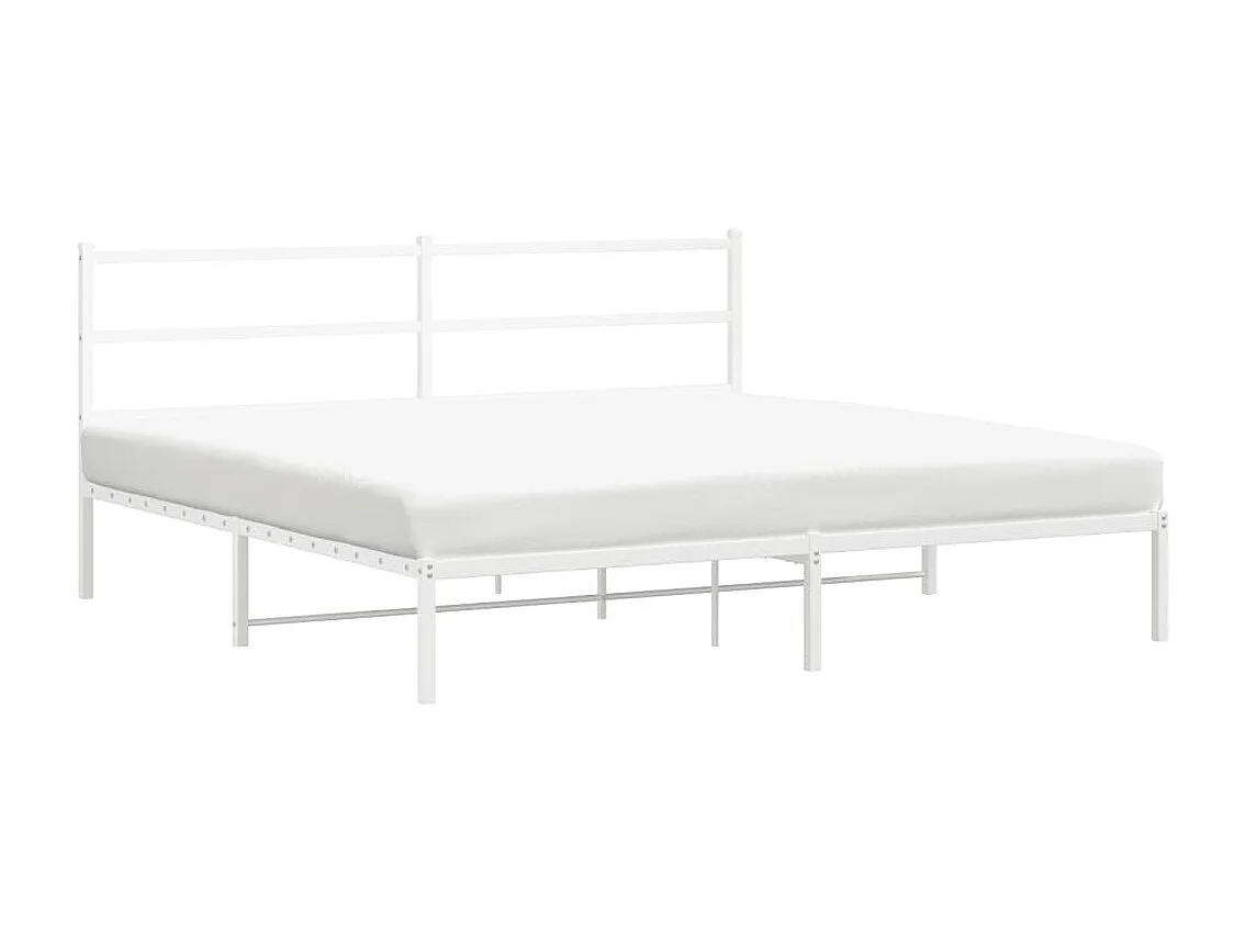 Cadre de lit métal sans matelas et tête de lit blanc 193x203 cm