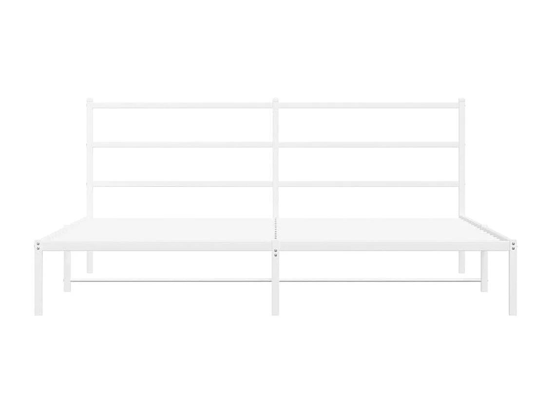 Cadre de lit métal sans matelas et tête de lit blanc 193x203 cm