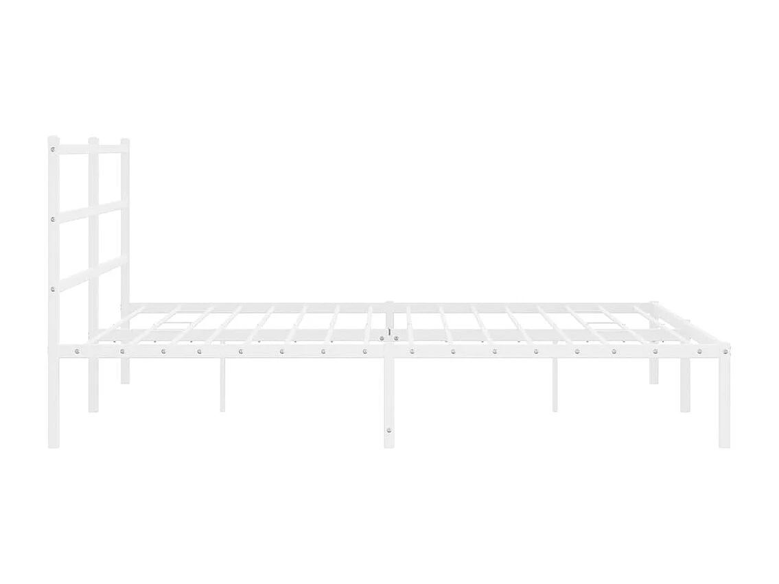 Cadre de lit métal sans matelas et tête de lit blanc 193x203 cm