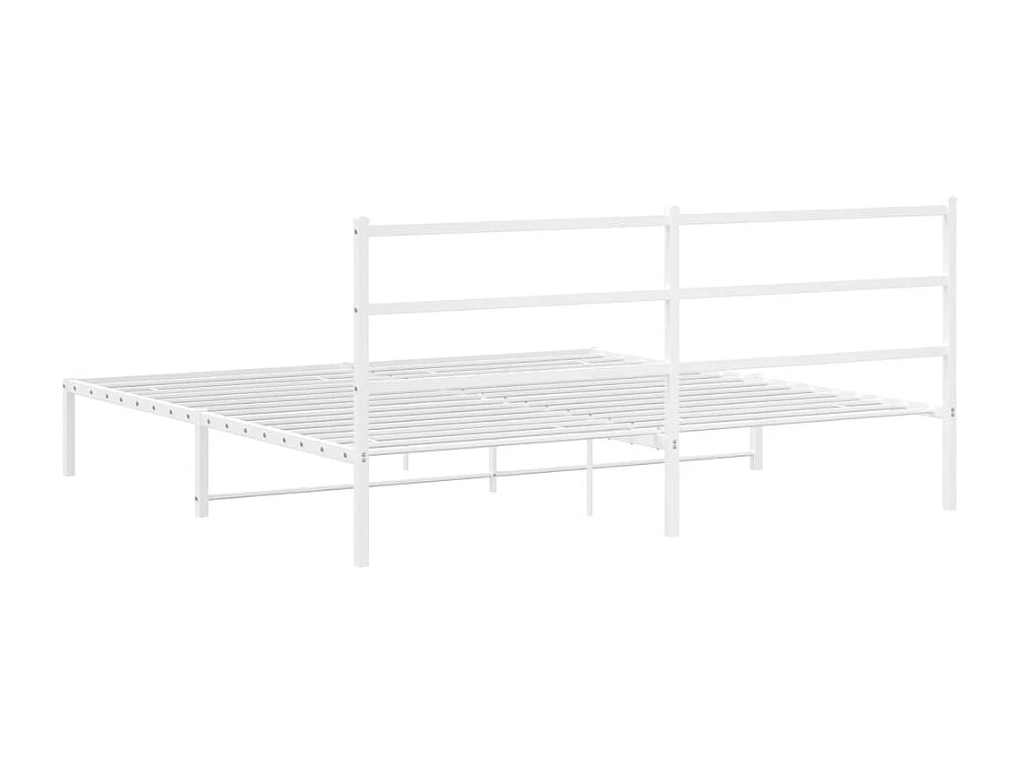 Cadre de lit métal sans matelas et tête de lit blanc 193x203 cm