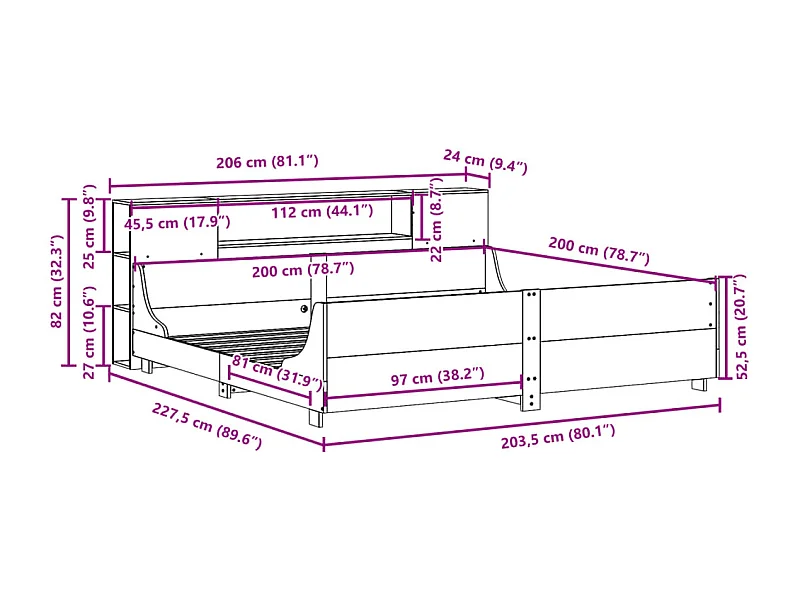 Estructura de cama sin colchón madera maciza blanca 200x200 cm