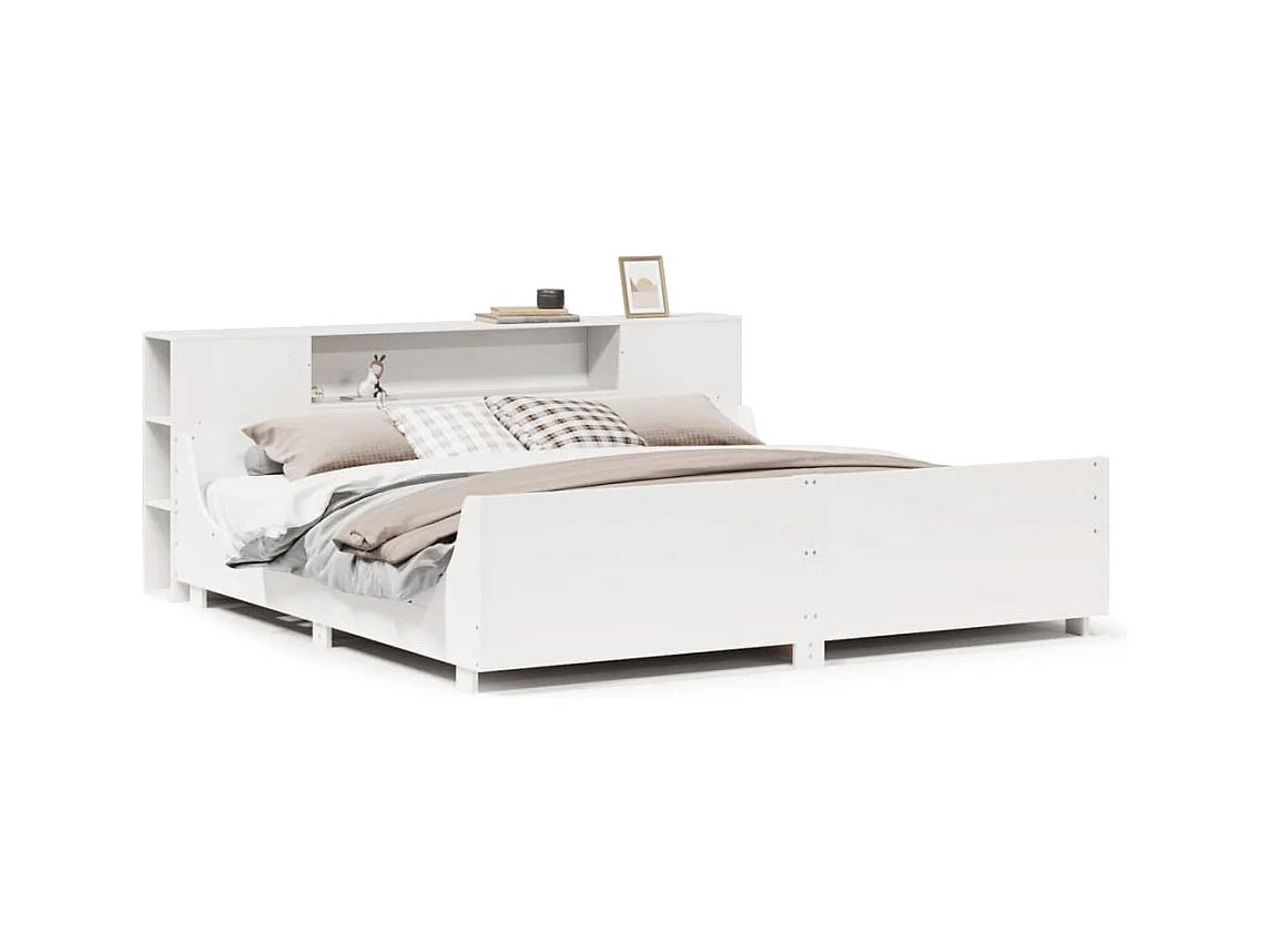 Cadre de lit sans matelas blanc 200x200 cm bois massif de pin