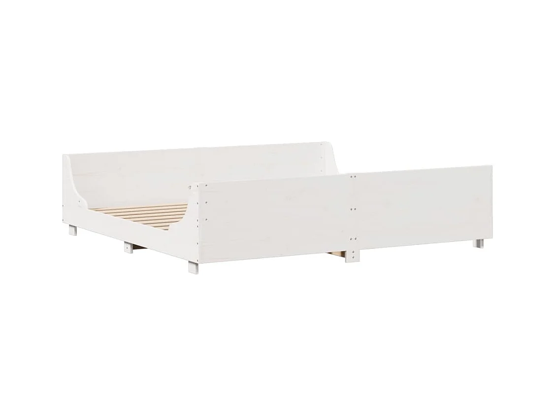 Cadre de lit sans matelas blanc 200x200 cm bois massif de pin