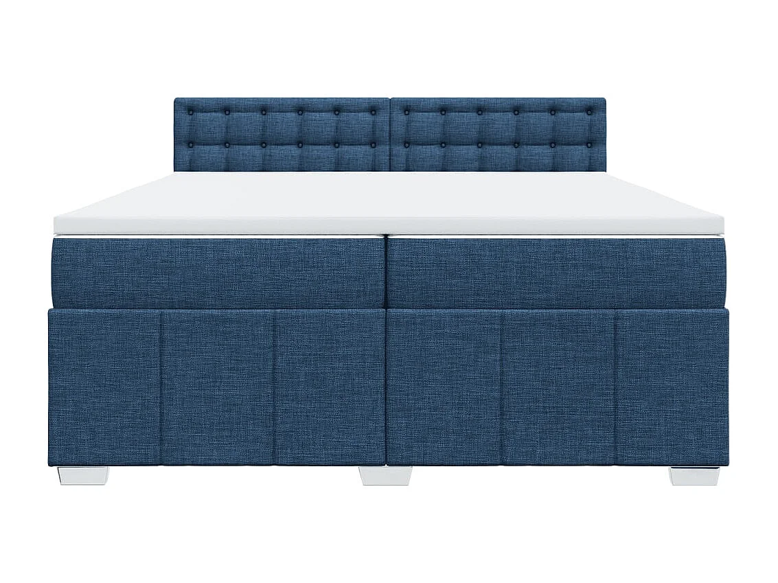 Sommier à lattes de lit avec matelas Bleu 200x200 cm Tissu