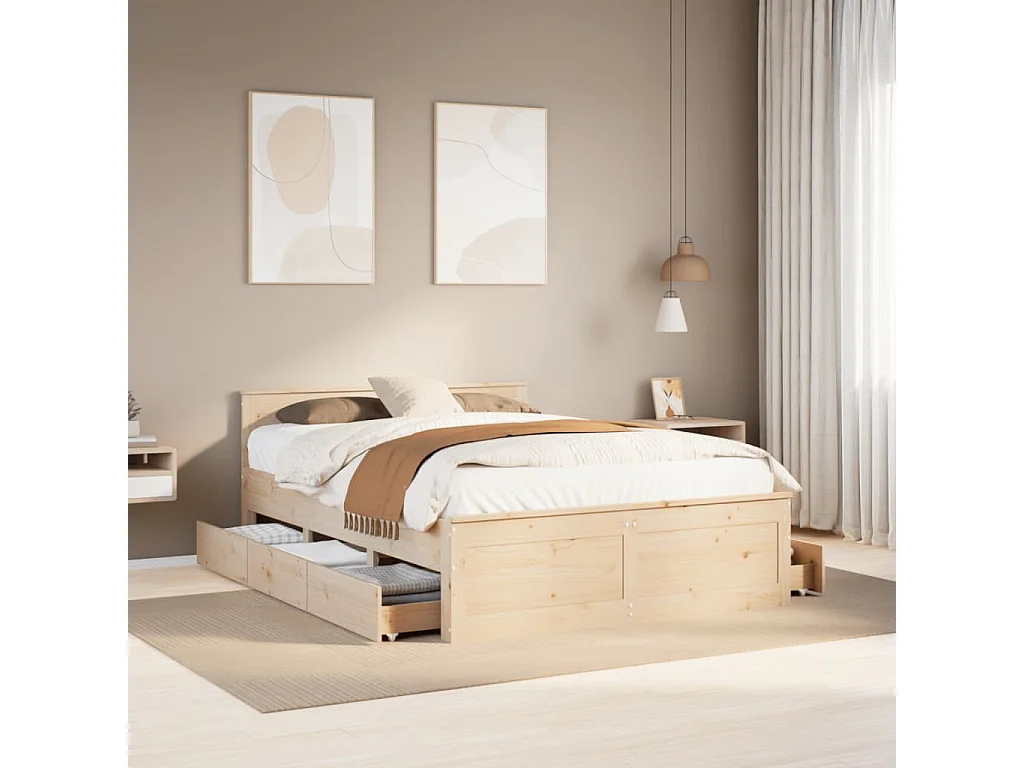 Giroletto senza Materasso con Testata 150x200 cm Massello Pino