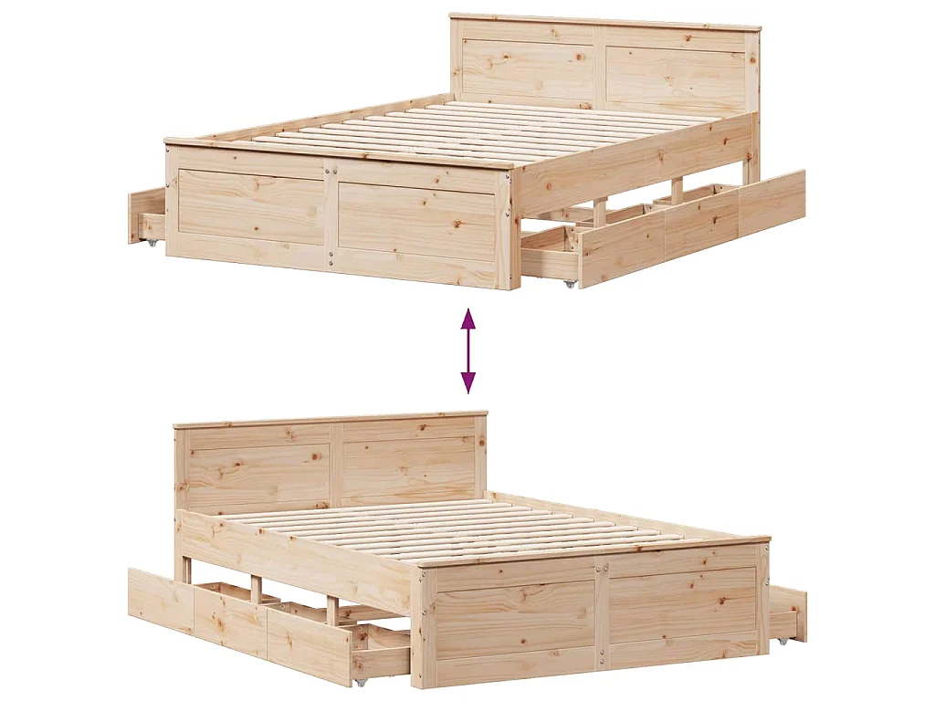 Giroletto senza Materasso con Testata 150x200 cm Massello Pino