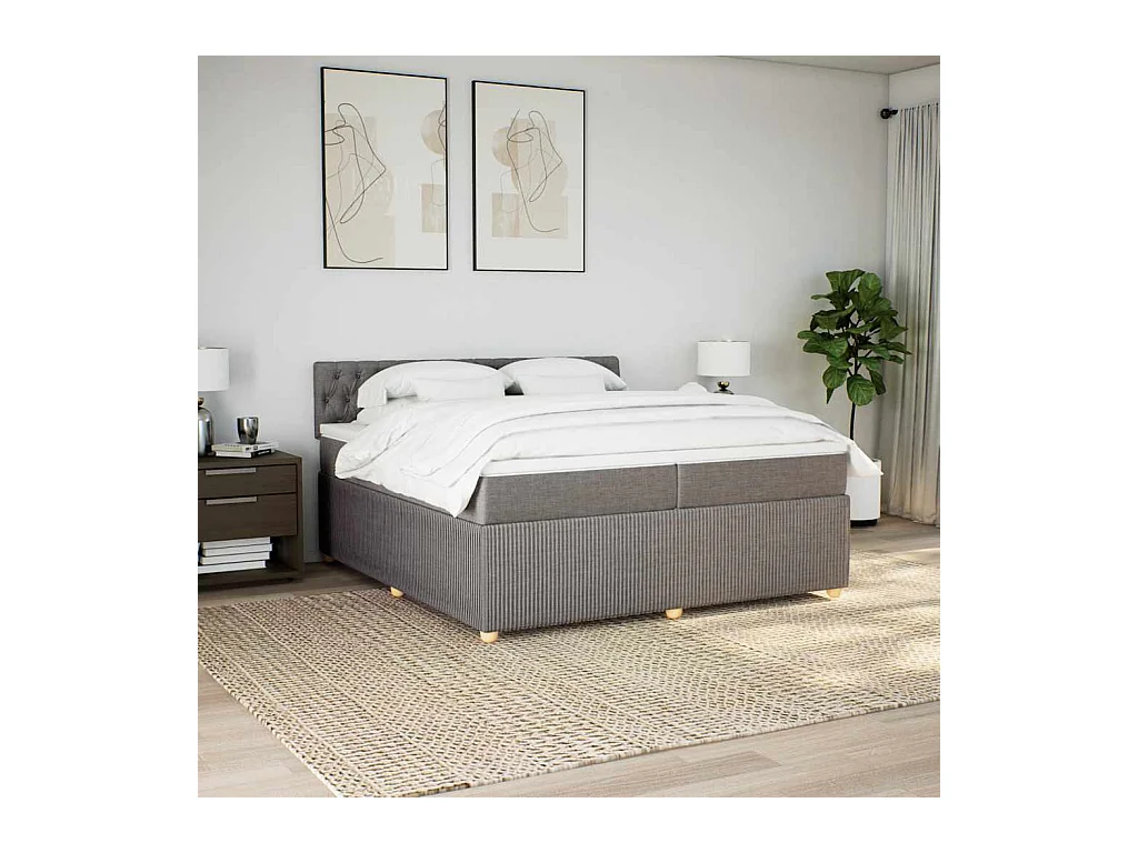 Boxspring met matras stof taupe 200x200 cm