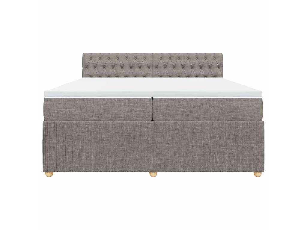 Cama box spring con colchón tela gris taupe 200x200 cm