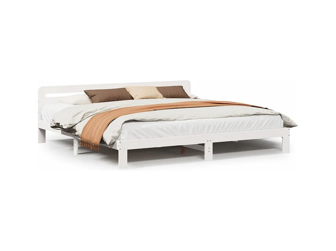 Cadre de lit sans matelas blanc 200x200 cm bois massif de pin