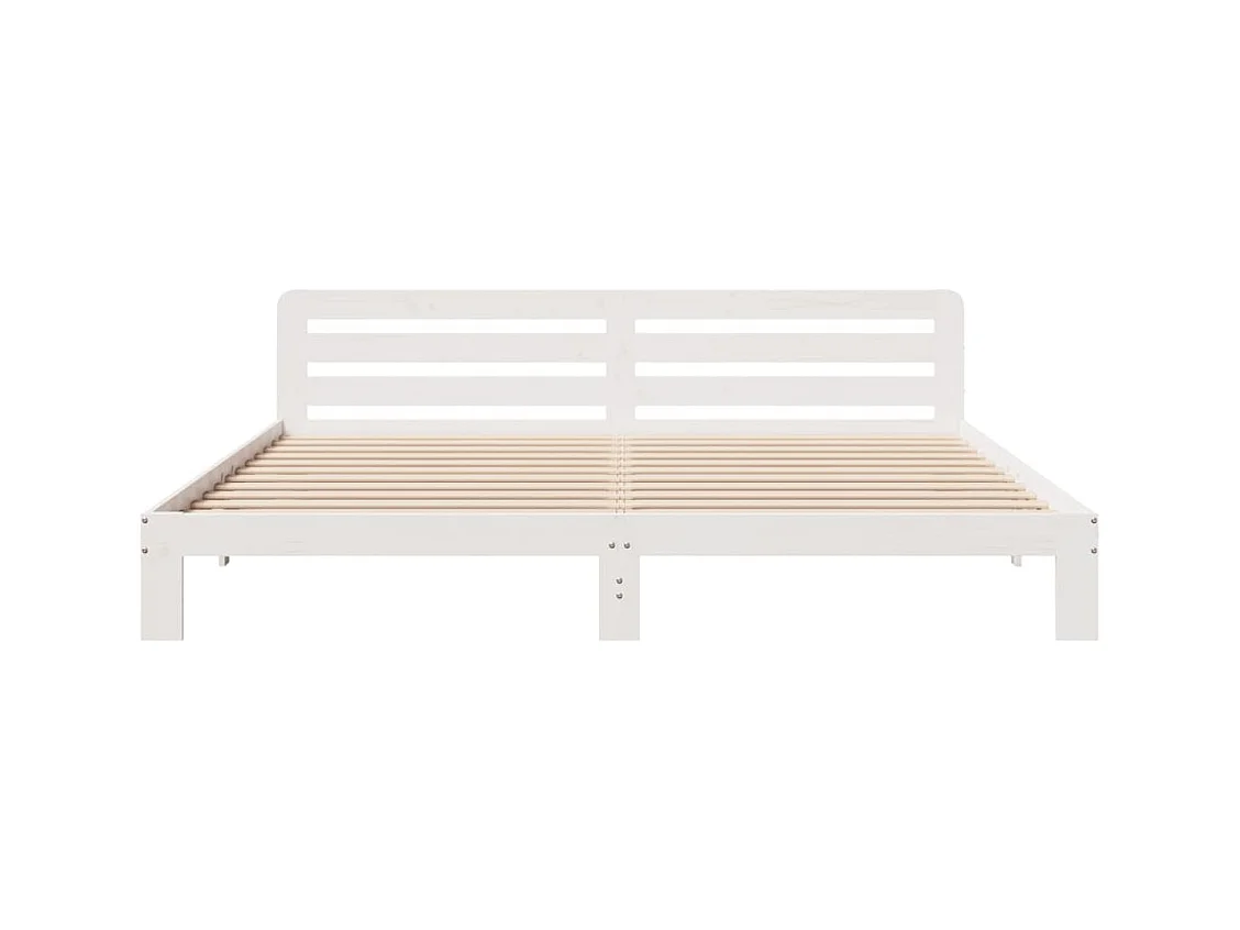 Cadre de lit sans matelas blanc 200x200 cm bois massif de pin
