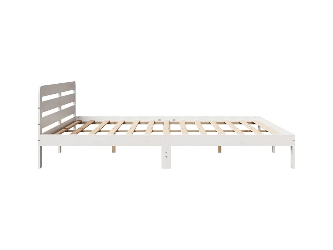 Cadre de lit sans matelas blanc 200x200 cm bois massif de pin