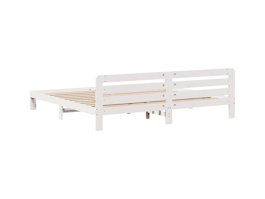 Cadre de lit sans matelas blanc 200x200 cm bois massif de pin