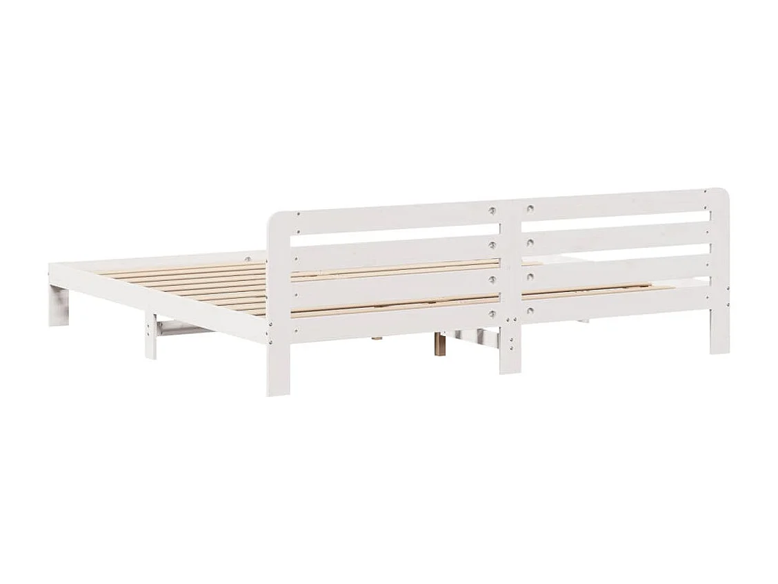 Cadre de lit sans matelas blanc 200x200 cm bois massif de pin