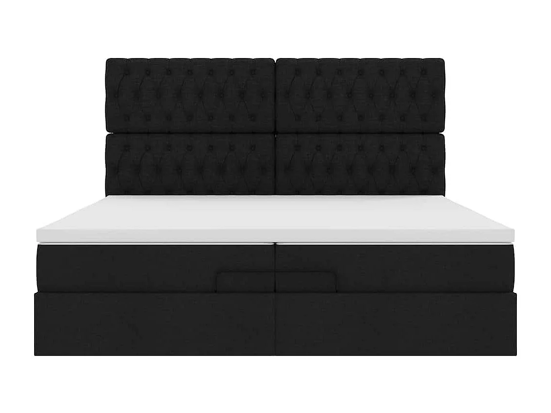 Cadre de lit ottoman avec matelas noir 200x200cm tissu