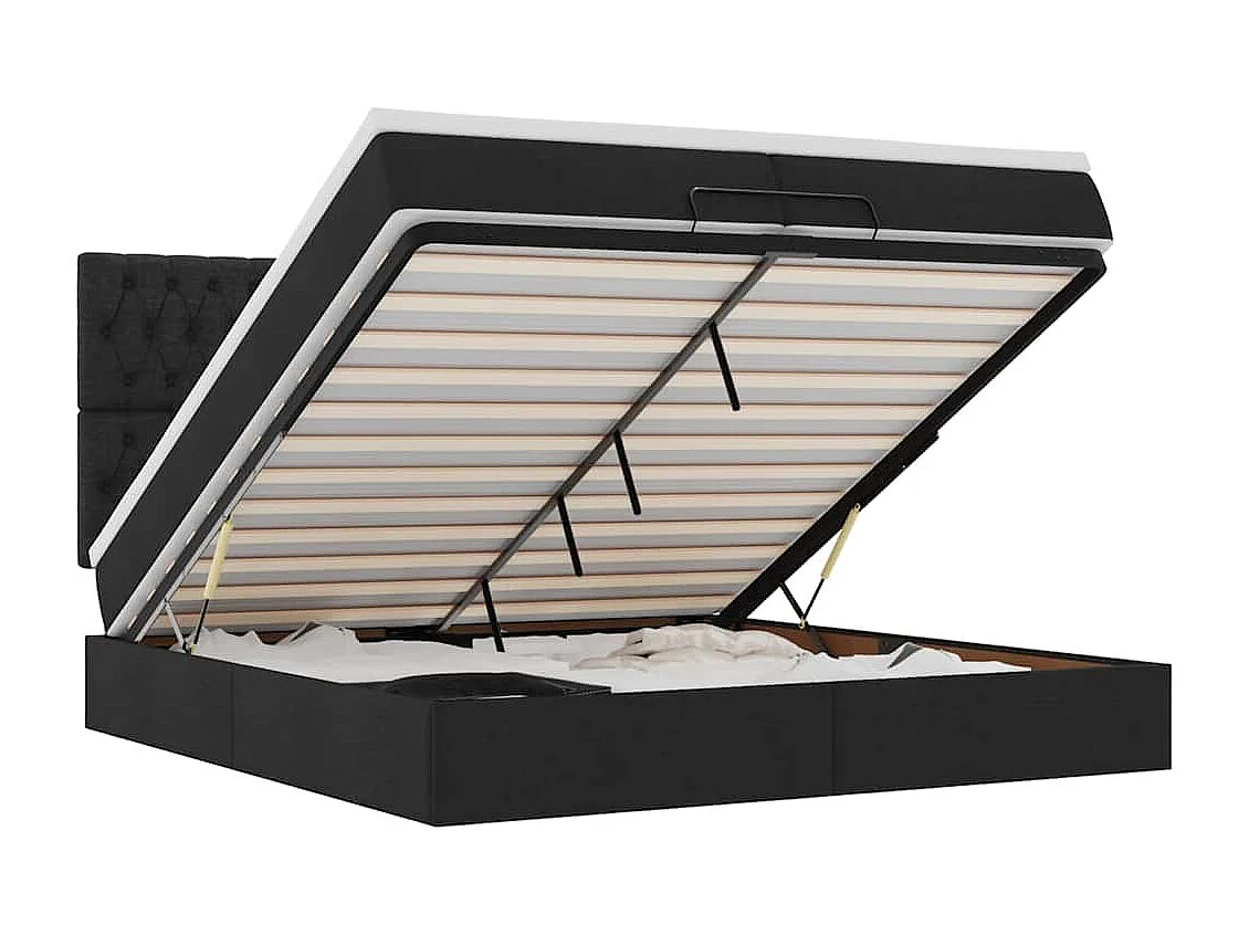 Ottoman-Bett mit Matratzen Schwarz 200x200 cm Stoff