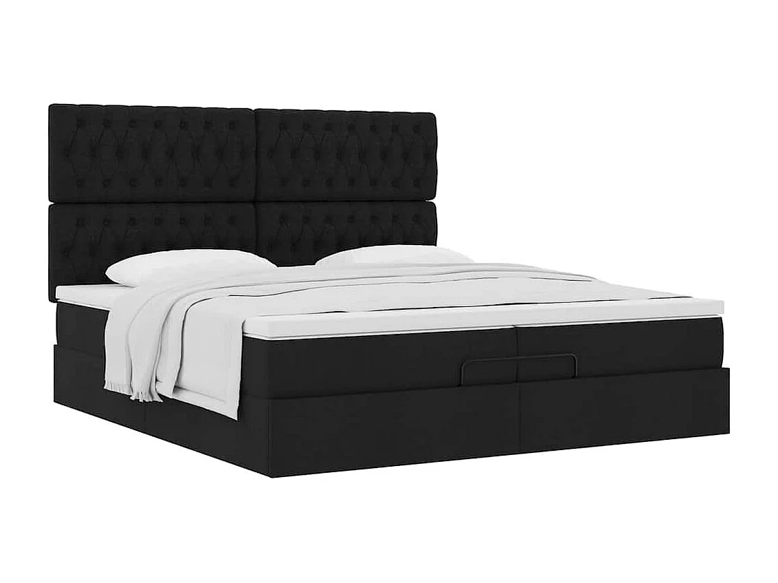 Ottoman-Bett mit Matratzen Schwarz 200x200 cm Stoff
