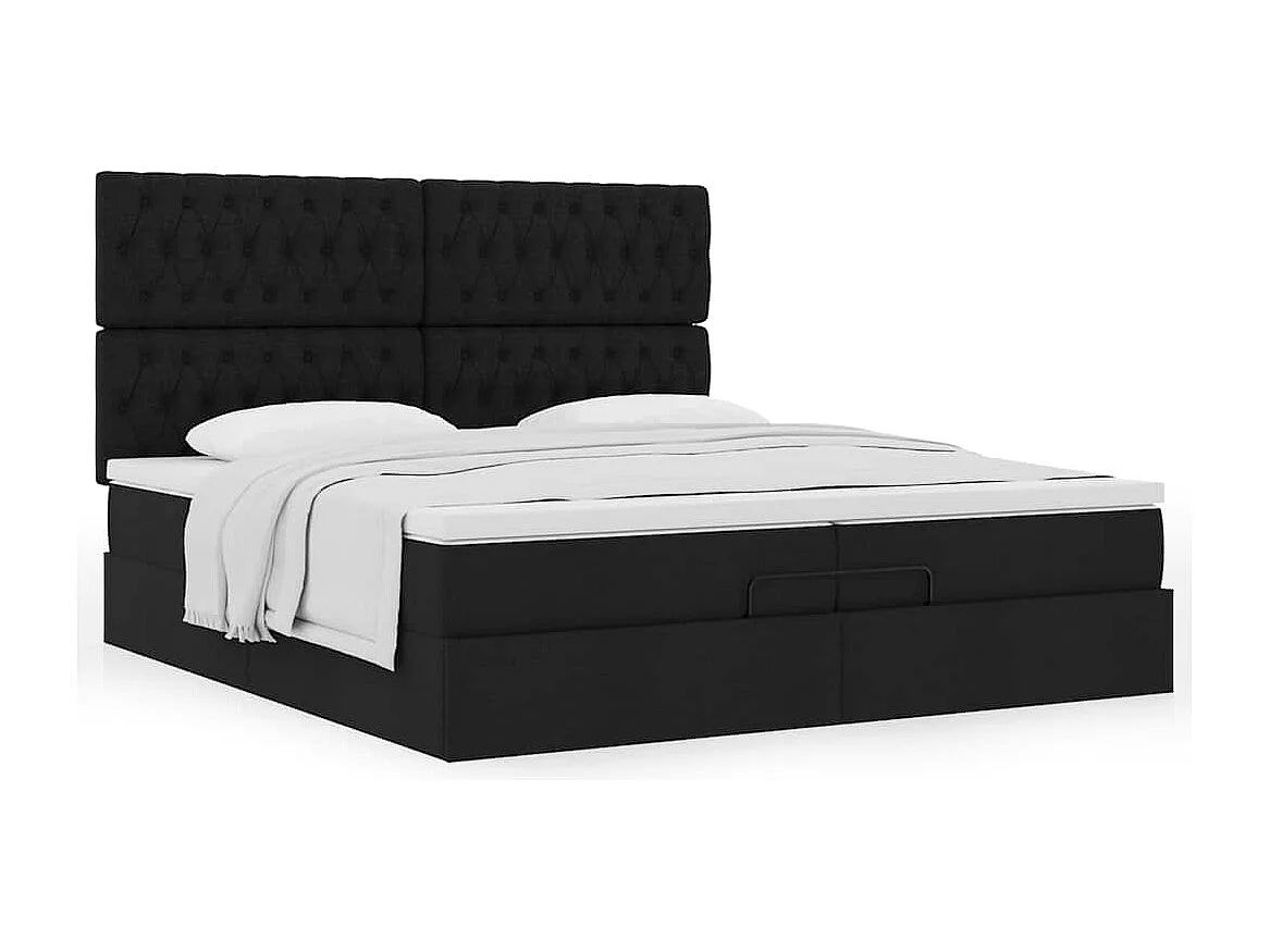 Ottoman-Bett mit Matratzen Schwarz 200x200 cm Stoff