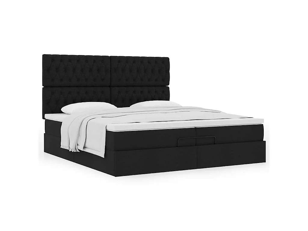Ottoman bed met matrassen 200x200cm stof zwart
