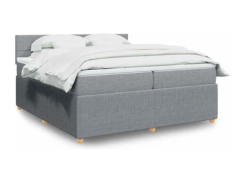 Sommier à lattes de lit avec matelas Gris clair 200x200cm Tissu