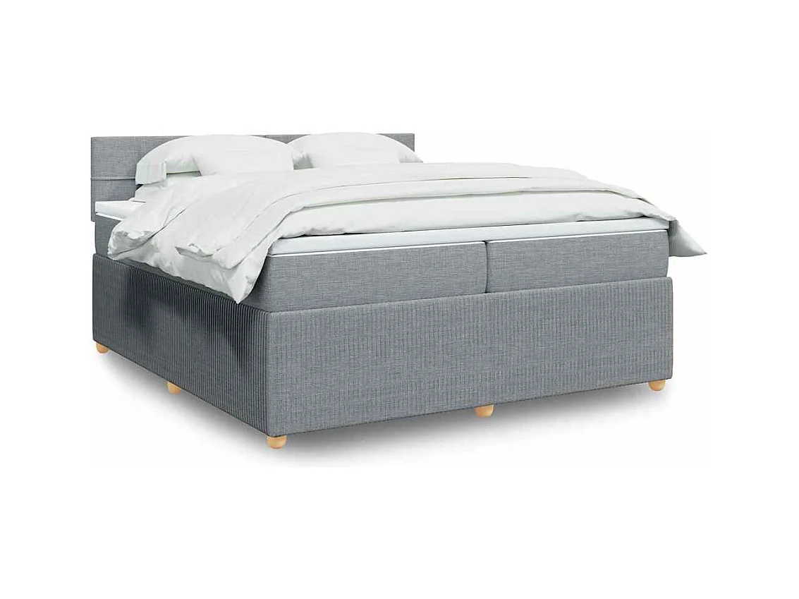 Sommier à lattes de lit avec matelas Gris clair 200x200cm Tissu