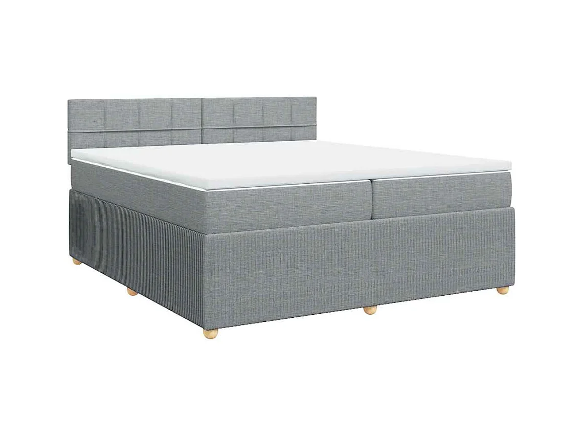 Sommier à lattes de lit avec matelas Gris clair 200x200cm Tissu