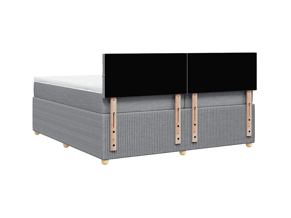 Sommier à lattes de lit avec matelas Gris clair 200x200cm Tissu