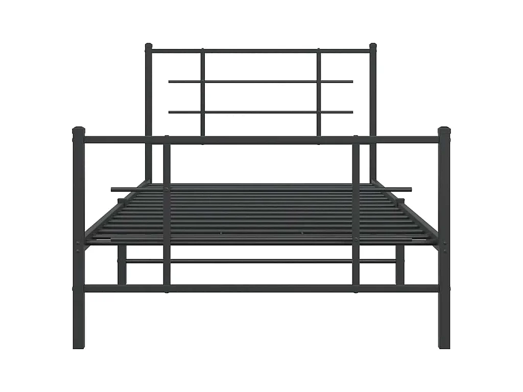 Cadre de lit métal sans matelas avec pied de lit noir 107x203cm