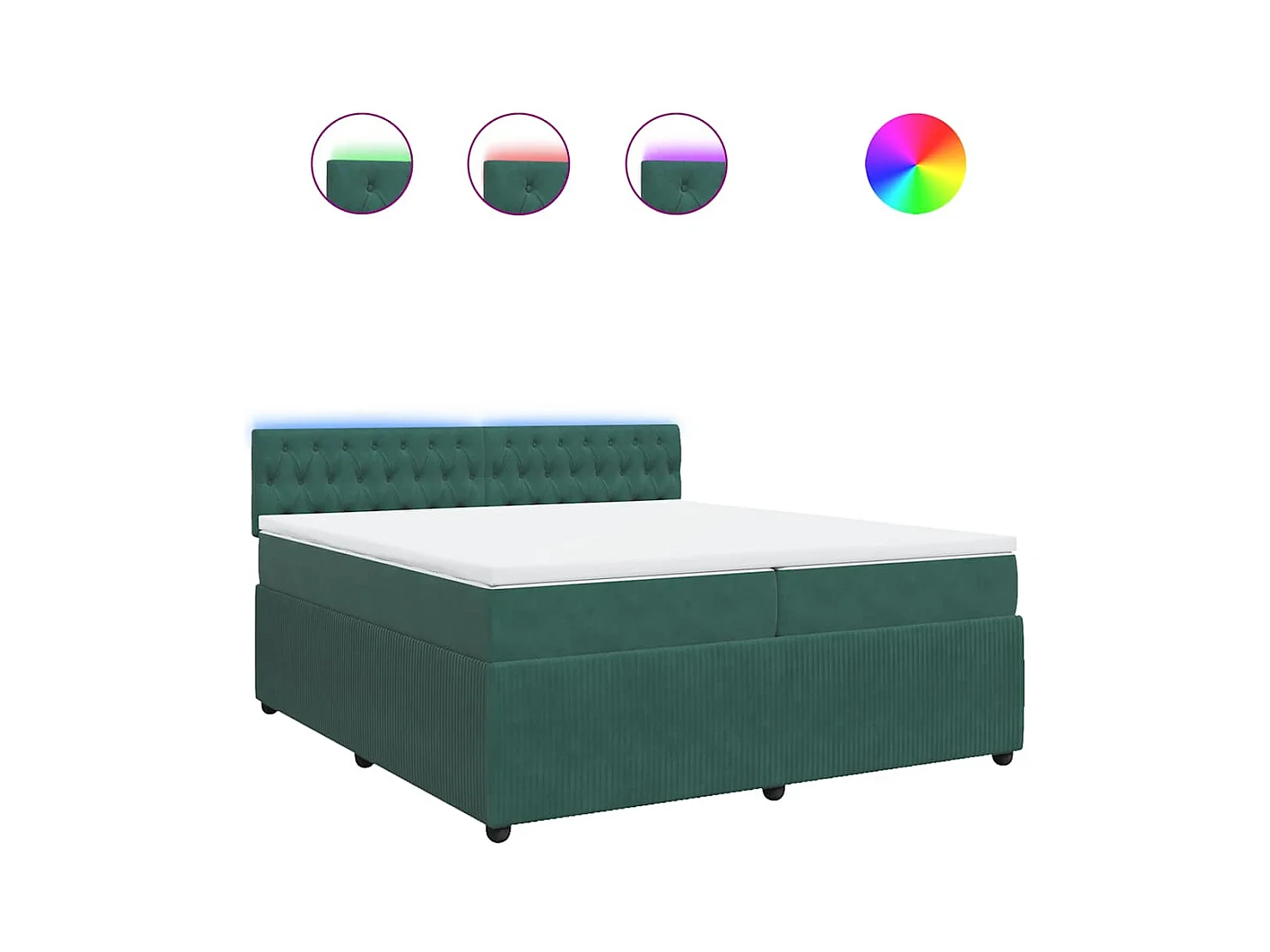 Sommier à lattes de lit et matelas Vert foncé 200x200cm Velours