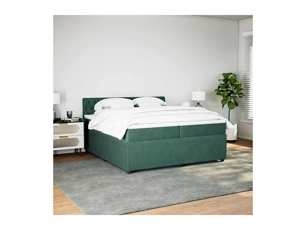 Sommier à lattes de lit et matelas Vert foncé 200x200cm Velours