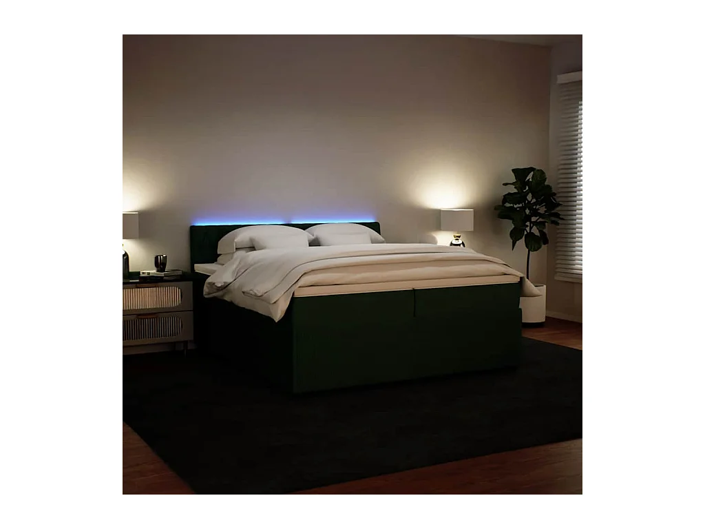 Sommier à lattes de lit et matelas Vert foncé 200x200cm Velours